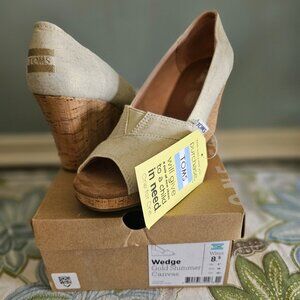 NEW in box! TOMS Peep-Toe Cork Wedge